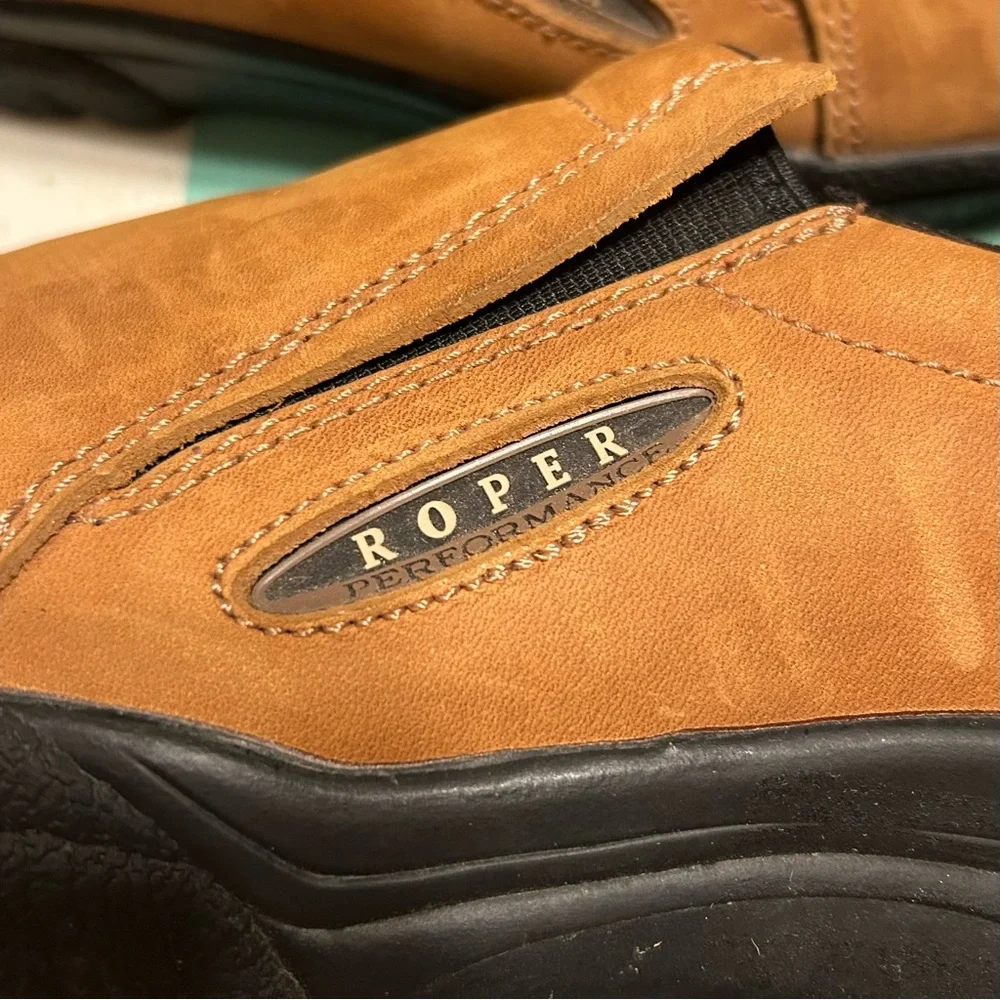 Roper Performance Men’s Leather Slip On Brown Casual Shoes Size 12
